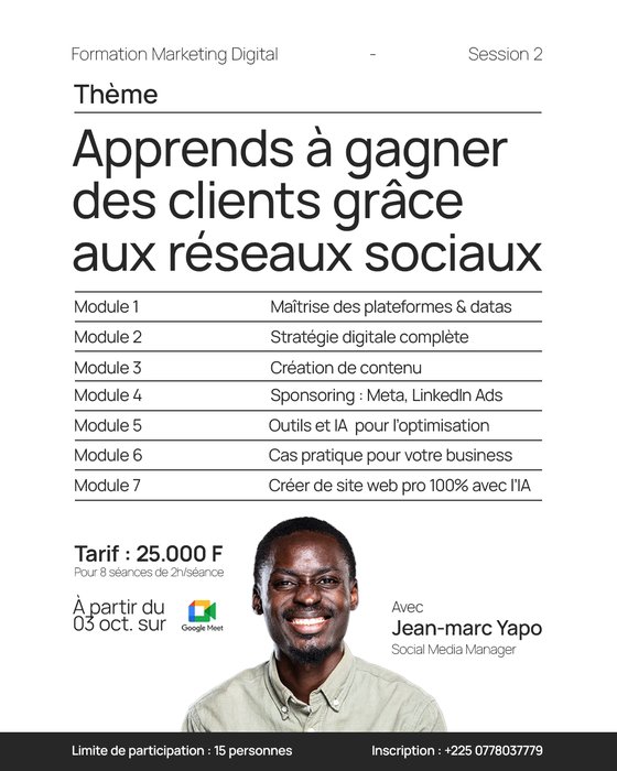 Affiche Formation Marketing Digital Session 2