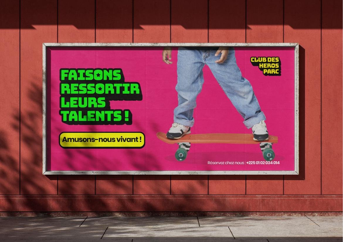 Mockup d'affichage publicitaire Club des Héros Parc